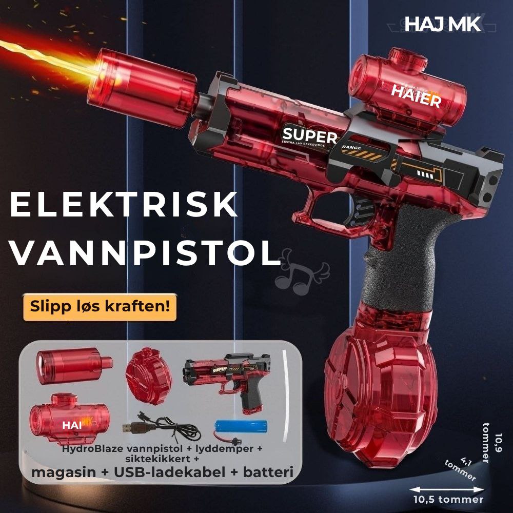 HydroBlaze™ - Elektrisk vannpistol med flammeeffekt