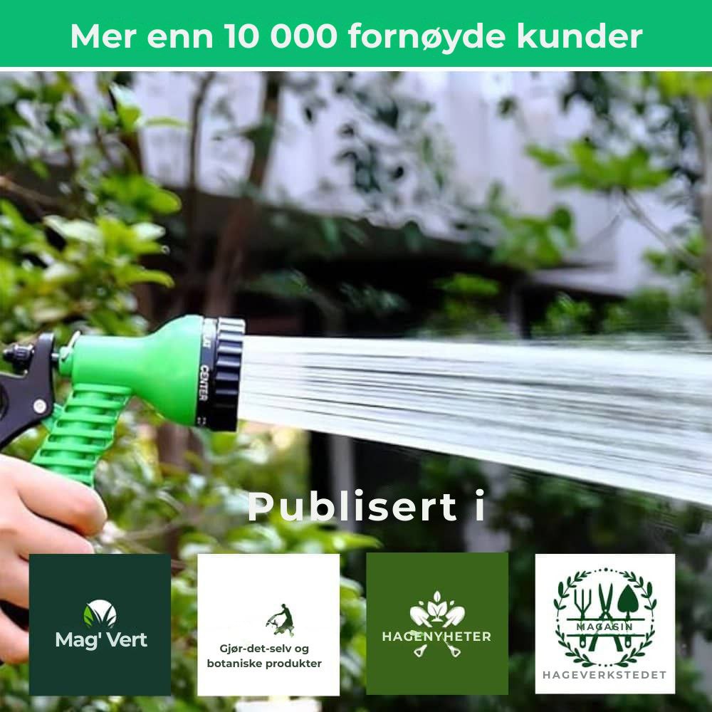 Aquaflex|Uttrekkbar hageslange|8 høytrykkssprøytemoduser